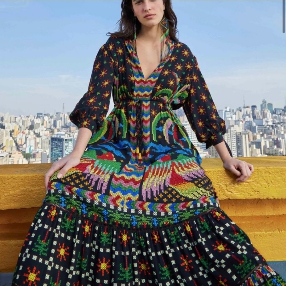 FARM Rio Vibrant Patterned Maxi Dress